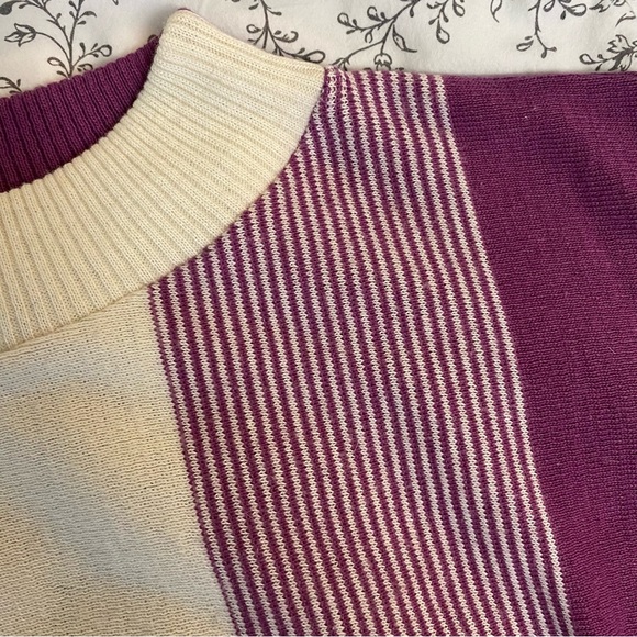 Vintage Purple and White Striped Sweater - Picture 7 of 7